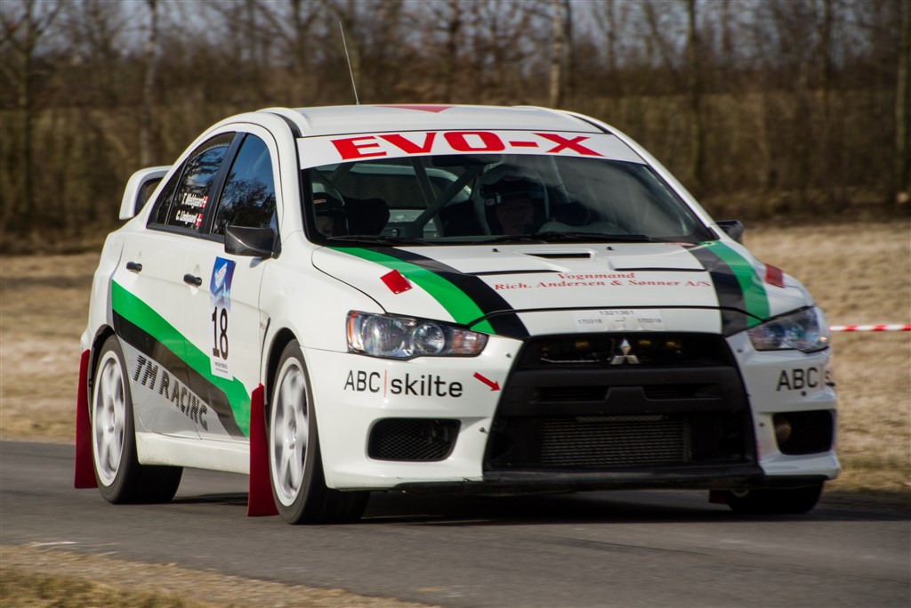 Tage Meldgaard i en Mitsubishi Evo X var en af deltagerne i en tidligere rallytest ved Struer.